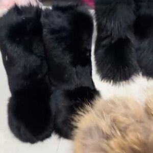 Genuine Fur Fox Black Boots size 8